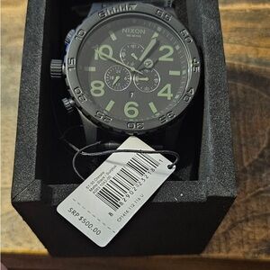 Brand New, Never Worn NIXON watch 51-30 CHRONO A083-1042 MATTE BLACK SURPLUS